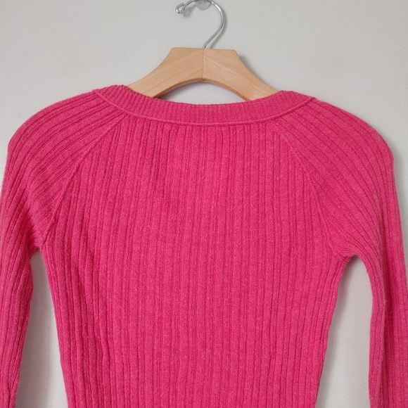 Hollister Vintage 2000s V-Neck Cable Knit Sweater Pink Size Medium - Picture 12 of 15